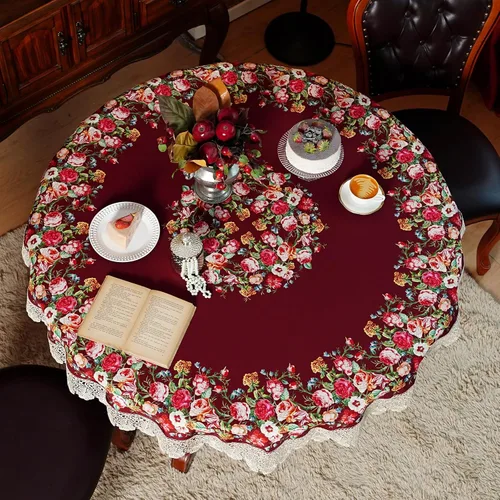 Vista 6 de SUTAVIA Mantel de encaje floral impermeable, rectangular, lavable, para el hogar, vacaciones, Acción de Gracias, Navidad, fiesta, comedor