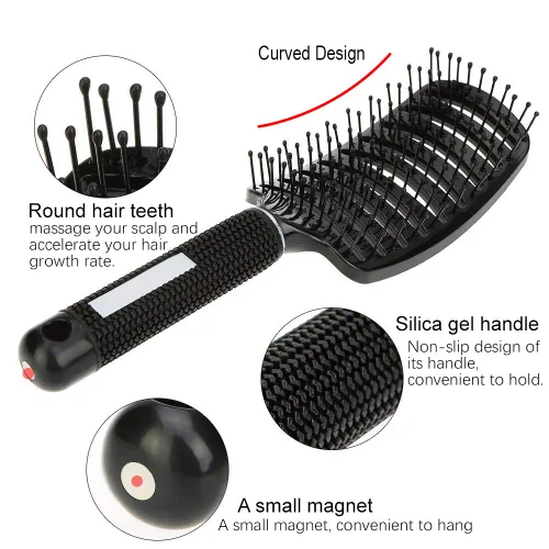 Vista 2 de Eyxformula Cepillos curvados ventilados para el cabello de secado rápido, 2 2 piezas blanco y negro