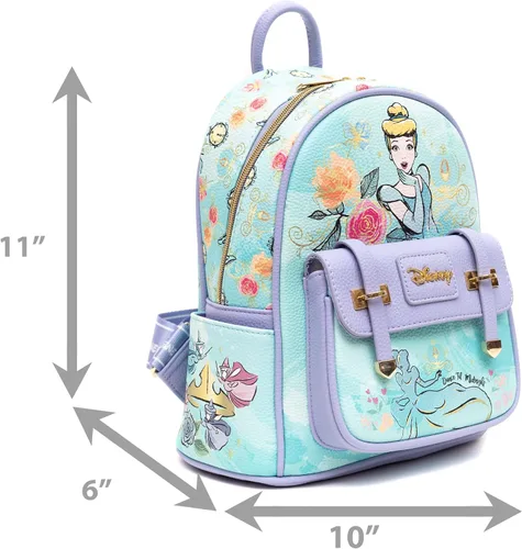 Vista 7 de Mini mochila de moda de cuero vegano Cenicienta de 11 pulgadas, Azul, Classic