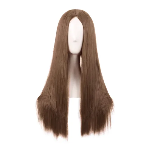 Vista 24 de MapofBeauty - Peluca sintética larga especial para mujer, de 28 pulgadas (70 cm), cabello lacio, color negro