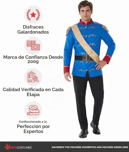 Vista 5 de Morph, Disfraz de príncipe azul para hombre, disfraces de Halloween