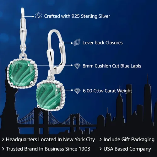 Vista 54 de Gem Stone King Aretes colgantes de plata de ley 925 de 0.315 pulgadas para mujer