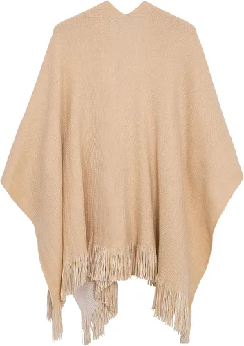 Vista 2 de Urban CoCo Poncho vintage de invierno para mujer, capa con borlas, chal envolvente