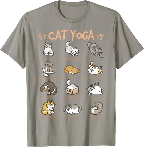 Vista 36 de Cat Yoga Poses Cats Practicing Mindfulness Meditación Kitten - Camiseta, Negro, S
