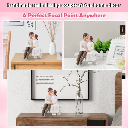 Vista 2 de jinhuoba Figuras románticas para parejas, escultura pintada a mano, el mejor regalo de San Valentín, matrimonio, aniversario, boda, compromiso