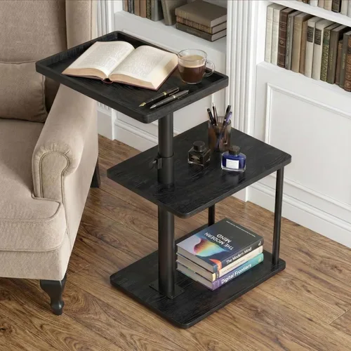Vista 2 de Faesun Mesa auxiliar de mesa C de altura ajustable, bandeja giratoria de 360° para espacios pequeños, mesita de noche pequeña para sala de estar