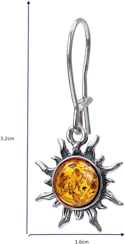 Vista 3 de Ian and Valeri co. Amber Sterling Silver Sun Earrings
