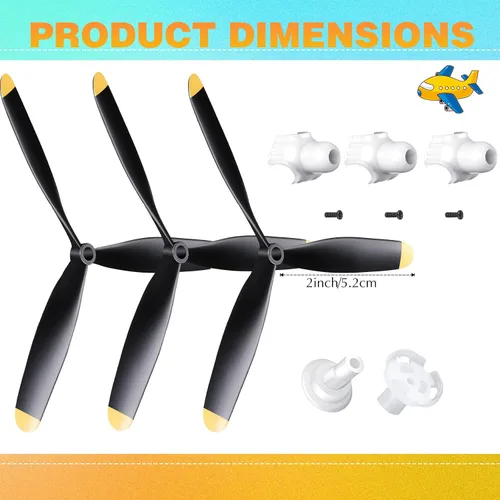 Vista 3 de Jenaai 3 juegos de hélice de avión RC de 3 palas compatibles con F4U 761-8 761-9 761-16 T28 P47 Fighter Control remoto, avión controlado por radio