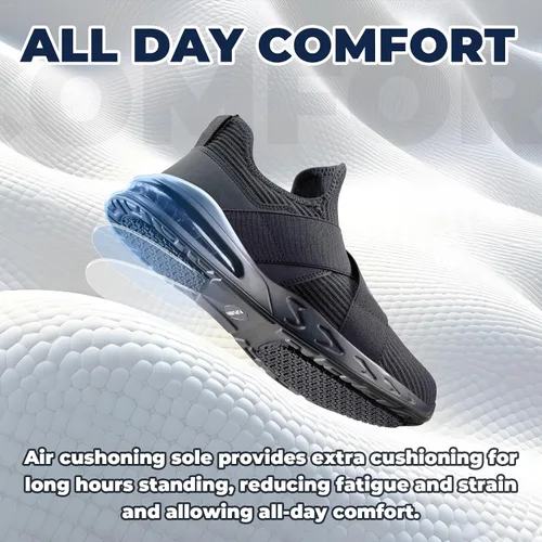 Vista 6 de Furuian Zapatos antideslizantes para hombre, para servicio de alimentos, sin cordones, para cocina, restaurante, zapatos de chef antideslizantes