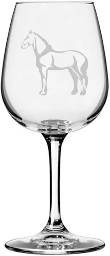 Vista 4 de Abaco Barb Body Horse - Copa de vino grabada multiusos (12.75 onzas) Unique Gifts for Horse Lovers, Personalized Wine Glasses, All-Purpose