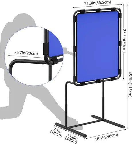 Vista 2 de Béisbol Strike Zone Target para bolas de plástico, altura ajustable, color azul