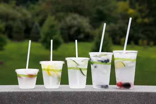 Vista 3 de CiboWares Vasos desechables compostables transparentes de 12 onzas, hechos de plástico a base de maíz, caja de 1000