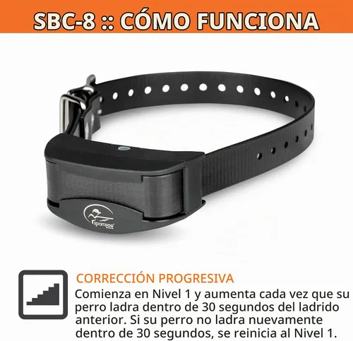 Vista 2 de SportDOG NoBark SBC-8 - Collar ligero de corrección progresiva de ladridos - Ayuda a desalentar los ladridos molestos - Múltiples niveles