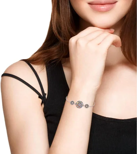 Vista 3 de Red Cardinal Bracelet Flamingo Turtle Bracelet Cat Dog Paw Print Bracelets for Women Sterling Silver Cute Animal Jewelry Gifts Friendship Mothers