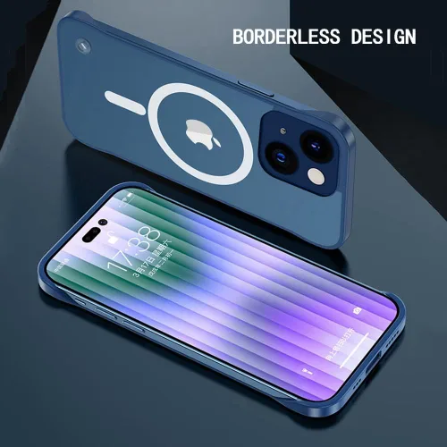 Vista 6 de Omio - Funda magnética delgada para iPhone 15 compatible con MagSafe, transparente mate, ultrafina, diseño sin marco, sin bordes con bucle