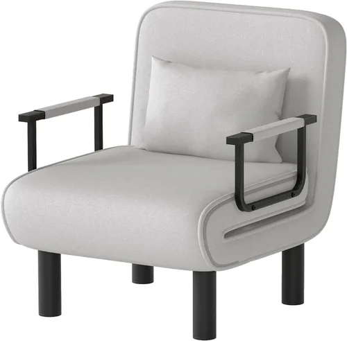 Vista 9 de Furniliving Sofá cama plegable 4 en 1, silla convertible con respaldo ajustable de 6 posiciones, tumbona tapizada con almohada, sillas decorativas