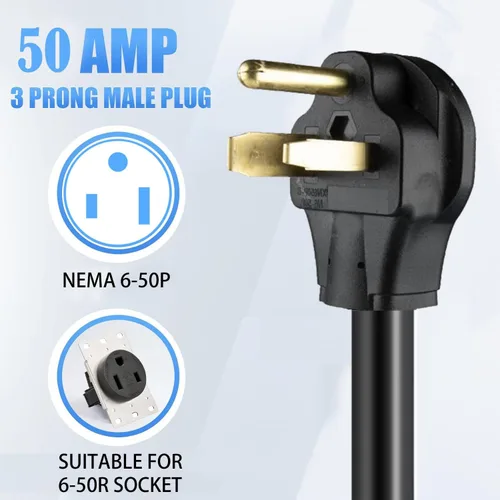 Vista 2 de Cable adaptador de conector EV NEMA 6-50P a 14-50R - Certificado UL, enchufe macho de toma de secadora de 3 clavijas de 250V a conector hembra de 4