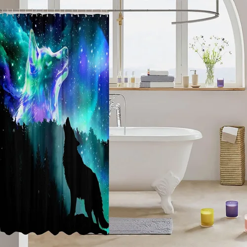 Vista 108 de Feelyou Cortina de ducha con diseño de gato para decoración de baño, bonita cortina de baño para puestos de bañeras, accesorios de baño divertidos