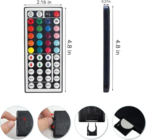 Vista 8 de Control remoto de luces LED, control remoto inalámbrico IR de 44 teclas con conector RGB de 1 puerto para luces de tira LED SMD3528 5050