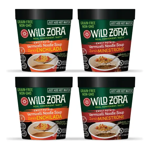 Vista 6 de Taza de Sopa de Fideos Wild Zora, Paquete de 4, Paleo, Apto para AIP, Sin Gluten, Sin Granos, Fideos de Vermicelli de Cristal, Estilo Ramen