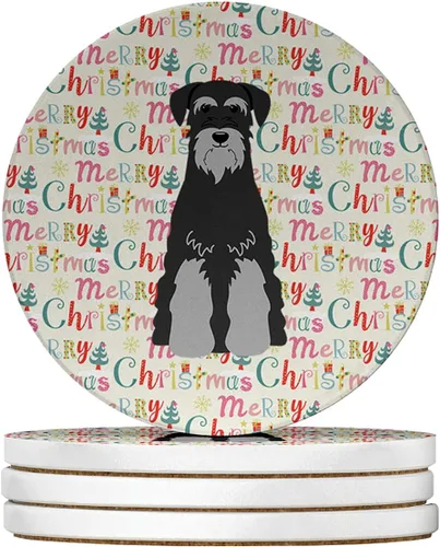 Vista 31 de Abyssinian Sand Terrier Merry Christmas - Posavasos grandes de piedra arenisca (4 unidades)