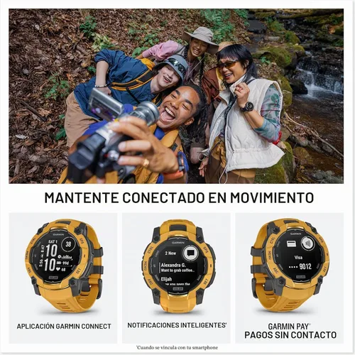Vista 5 de Garmin Instinct - Reloj inteligente solar con GPS para exteriores de 0.118-1.772 in, linterna integrada, colección Alpine Rush de edición limitada