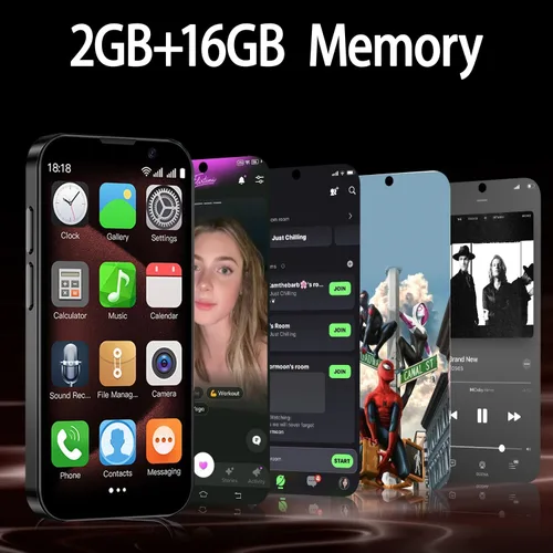 Vista 3 de Mini teléfono inteligente 3G desbloqueado, 3.0 pulgadas HD Android Dual Sim Quad Core Face ID Mini Premium Niño Pequeño Teléfono celular de bolsillo