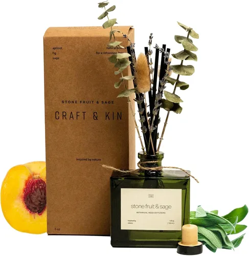 Vista 12 de Craft & Kin Difusor de varillas con flores secas Difusor de varillas de otoño perfumado de cítricos sicilianos y eucalipto de 5 onzas