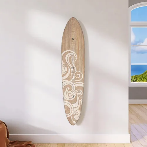 Vista 9 de HEADWATERS STUDIO Medidor de Crecimiento de Tabla de Surf de Madera para Decoración de Pared - Decoración de Pared de Tabla de Surf para Cuarto