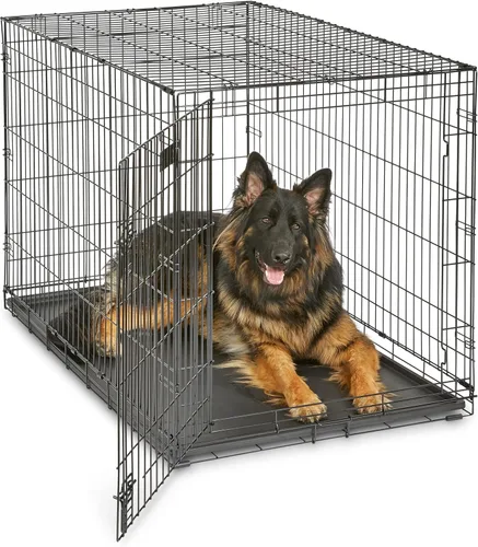 Vista 11 de MidWest Homes for Pets - Canil para perros iCrate de una y dos puertas mejoradas, incluye bandeja a prueba de fugas, patas protectores de suelos