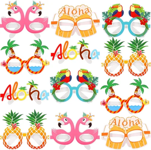 Vista 11 de KatchOn, Luau - Accesorios para cabina de fotos – Paquete de 21 Accesorios para cabina de fotos tropicales, decoraciones de fiesta de Luau Playa
