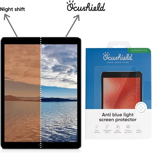 Vista 7 de Ocushield Protector de pantalla de vidrio templado antiluz azul para Apple iPad Mini 1/2/3 (7.9") - Filtro de luz azul para iPad - Anti reflejo