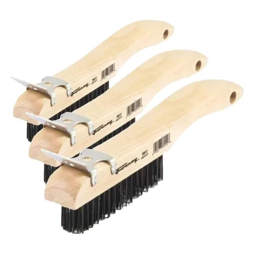 Vista 2 de Forney 70512 Cepillo de alambre para rascar, acero al carbono con mango de madera para zapatos y raspador de metal, 10-1/4 pulgadas por 0,014