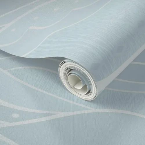Vista 2 de Spoonflower Papel tapiz para despegar y pegar - Ondas Mar Luz Verde Azul Océano Náutico Surf Beach House Papel pintado extraíble personalizado