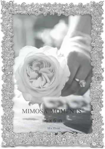 Vista 7 de Marco de fotos en tono latón 4x6 con diamantes de imitación Jewel - Marco de fotos decorativo de 4 x 6 pulgadas para boda, aniversario, Navidad