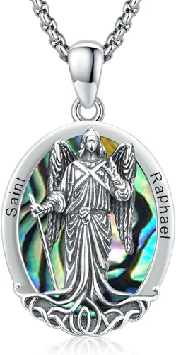 Vista 75 de 925 Sterling Silver Patron Saint Amulet Necklace for Men Women plateado
