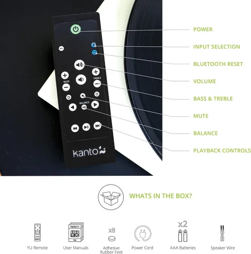 Vista 7 de Kanto Altavoces YU de 140 W con entrada Bluetooth® 4.2 y RCA Cuenta con detección de señal y modo de espera automático Control remoto incluido