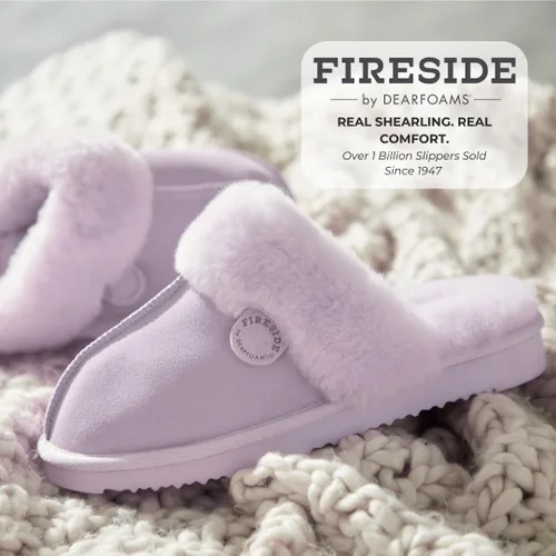 Vista 89 de Dearfoams Fireside Sydney Pantuflas anchas de piel de oveja para mujer, para interiores y exteriores