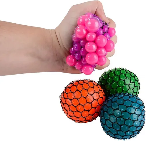 Vista 3 de Rhode Island Novelty Bola de compresión de malla de neón de 3 pulgadas, una por pedido