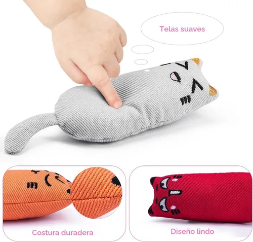 Vista 5 de Legendog - 5 piezas de juguete para gatos, masticable, resistente a mordeduras, diseño de gato, rellenos Varios