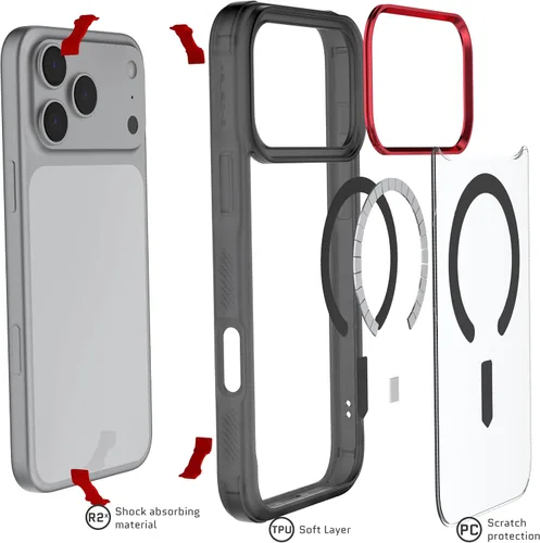 Vista 72 de Ghostek Covert Clear - Funda transparente para iPhone 15 Plus, silicona a prueba de golpes, compatible con accesorios Apple MagSafe, funda Negro