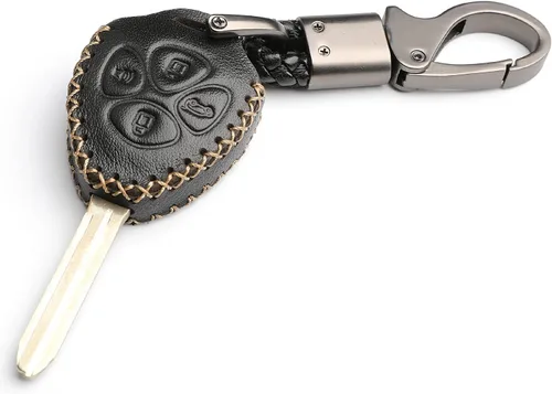 Vista 8 de Cuero para Toyota Camry Land Cruiser Matrix Avalon Corolla Remote 4 Botones Llavero Funda Funda Fob Chain (Marrón)