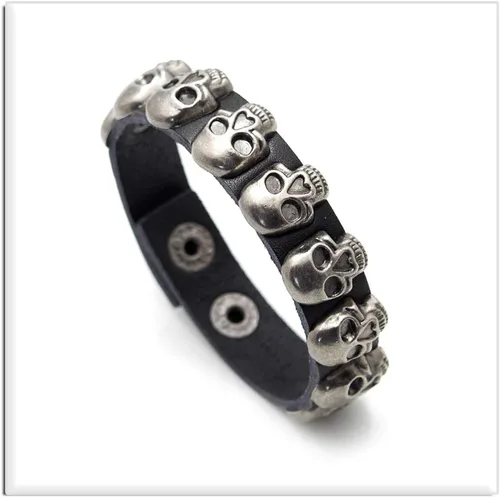 Vista 2 de Xusamss Pulsera de cuero con hebilla de aleación punk rock, muñeca de 7.5 pulgadas