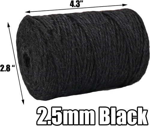 Vista 2 de Leecogo - Cuerda de yute negro de 2.5 mm, 100 metros, resistente, para jardinería, manualidades y proyectos decorativos