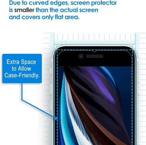 Vista 4 de JETech Protector de pantalla para iPhone SE 3/2 (edición 2022/2020), 4.7 pulgadas, película de vidrio templado, paquete de 3