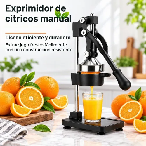 Vista 2 de Exprimidor de hierro fundido – Exprimidor manual de cítricos resistente, prensa profesional de naranja, exprimidor de limón de acero inoxidable