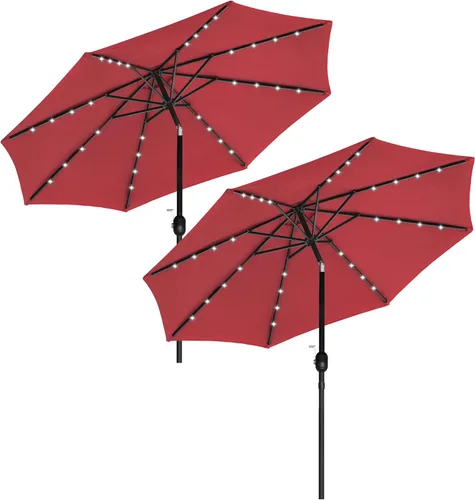 Vista 16 de HealSmart Sombrilla de patio de 7.5 pies con botón de inclinación/manivela, sombrilla de mesa al aire libre, 6 varillas resistentes para jardín