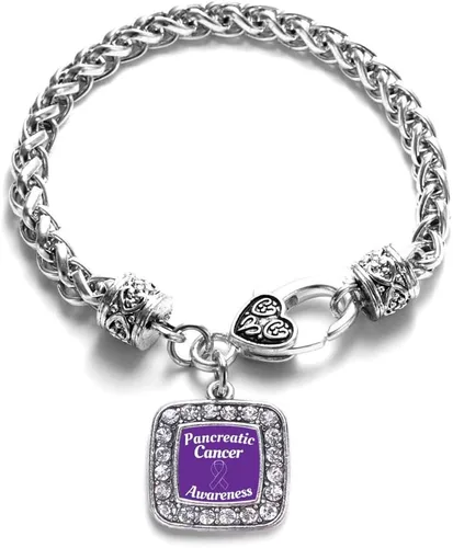 Vista 157 de Pulsera de dijes cuadrados de plata con joyería de circonita cúbica