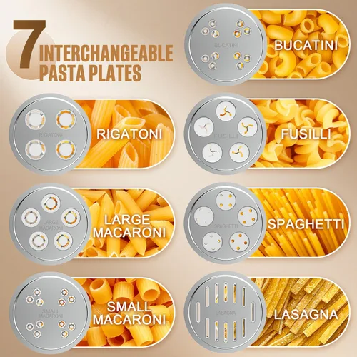 Vista 6 de Accesorio de prensa de pasta gourmet Fedowal para batidora de pie Kitchenaid, accesorio para hacer pasta con 7 placas intercambiables, accesorio