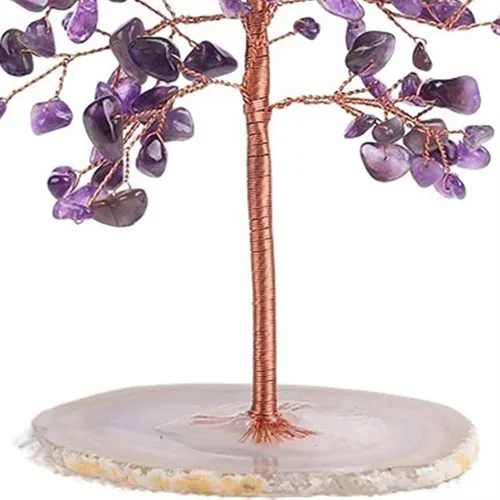 Vista 3 de Árbol de cristal con gemas para el dinero, árbol de cristal natural, amatista, cuarzo rosa, árbol de la suerte, decoración del hogar, ágata